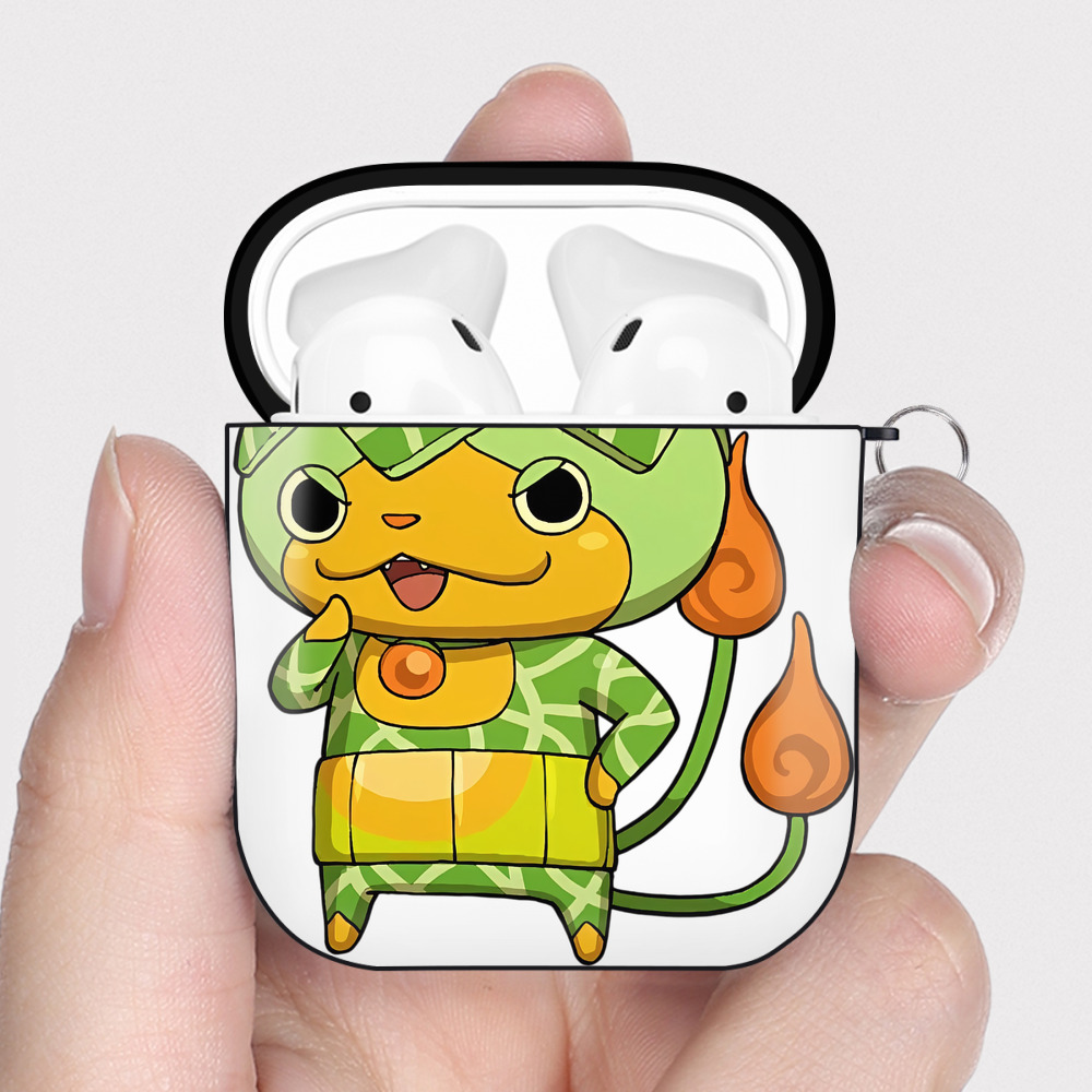 （画像用） 妖怪ウォッチ Yo-kai Watch AirPods 第2世代保護ケース ハードシェル ブラック 耐衝撃・防指紋・カラビナ付き