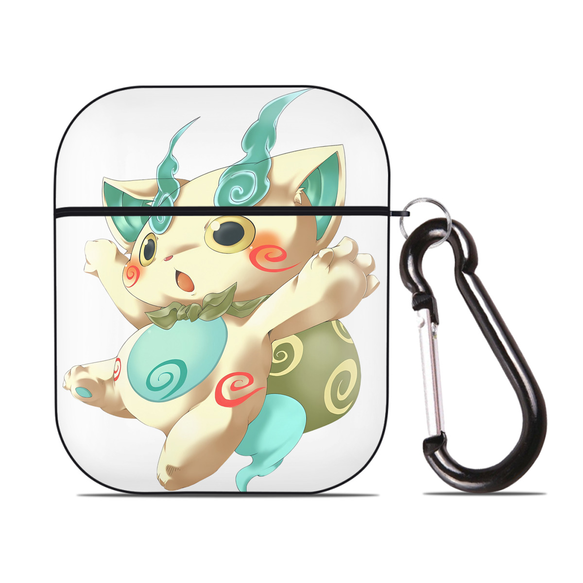 （画像用） 妖怪ウォッチ Yo-kai Watch AirPods 第2世代保護ケース ハードシェル ブラック 耐衝撃・防指紋・カラビナ付き