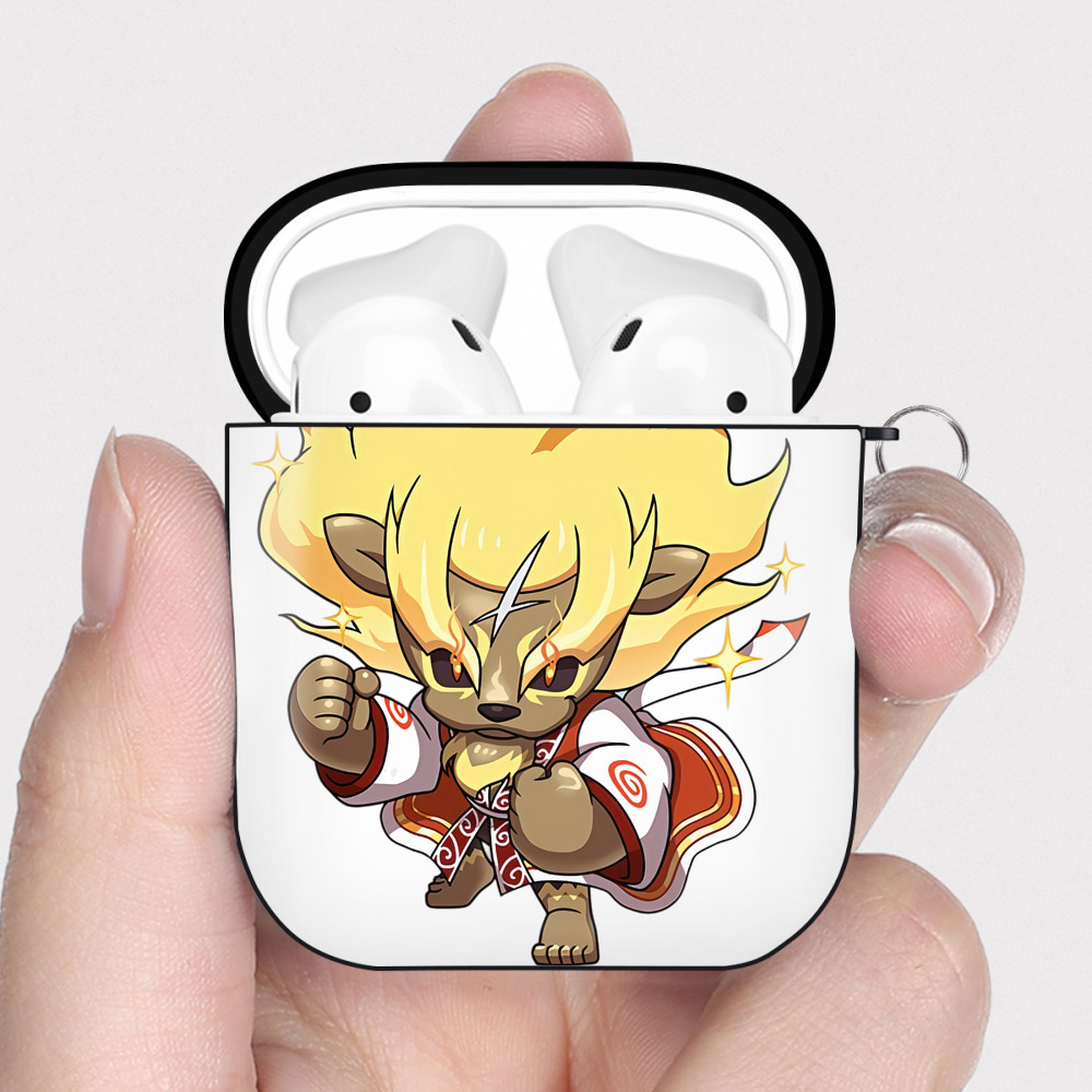 （画像用） 妖怪ウォッチ Yo-kai Watch AirPods 第2世代保護ケース ハードシェル ブラック 耐衝撃・防指紋・カラビナ付き