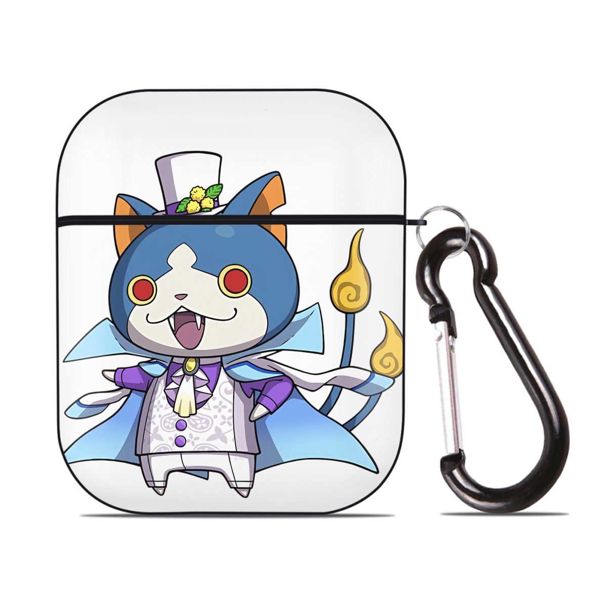 （画像用） 妖怪ウォッチ Yo-kai Watch AirPods 第2世代保護ケース ハードシェル ブラック 耐衝撃・防指紋・カラビナ付き