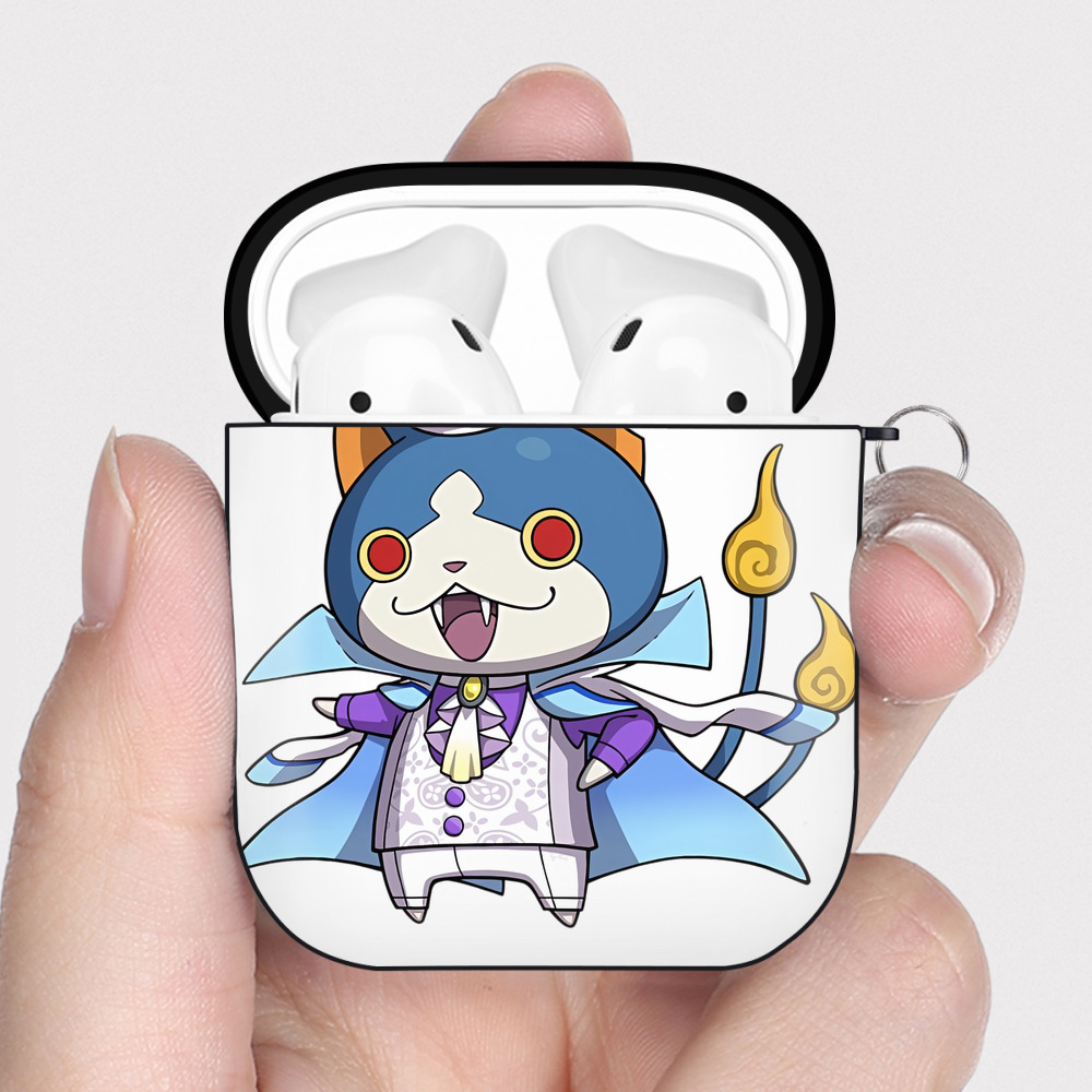 （画像用） 妖怪ウォッチ Yo-kai Watch AirPods 第2世代保護ケース ハードシェル ブラック 耐衝撃・防指紋・カラビナ付き