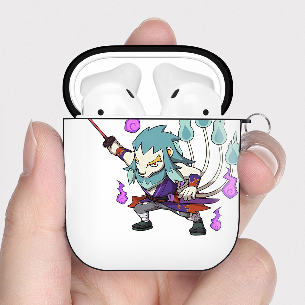 （画像用） 妖怪ウォッチ Yo-kai Watch AirPods 第2世代保護ケース ハードシェル ブラック 耐衝撃・防指紋・カラビナ付き