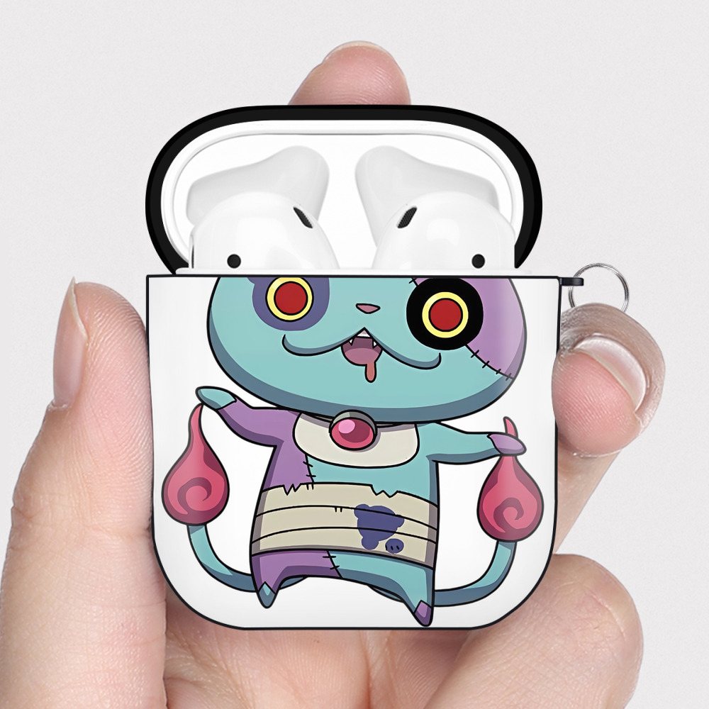（画像用） 妖怪ウォッチ Yo-kai Watch AirPods 第2世代保護ケース ハードシェル ブラック 耐衝撃・防指紋・カラビナ付き