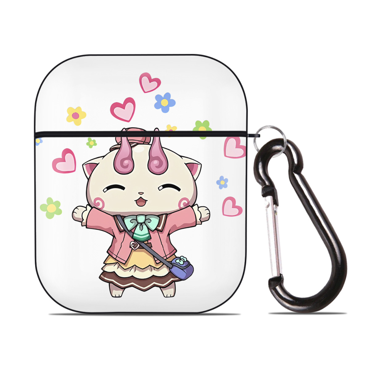 （画像用） 妖怪ウォッチ Yo-kai Watch AirPods 第2世代保護ケース ハードシェル ブラック 耐衝撃・防指紋・カラビナ付き