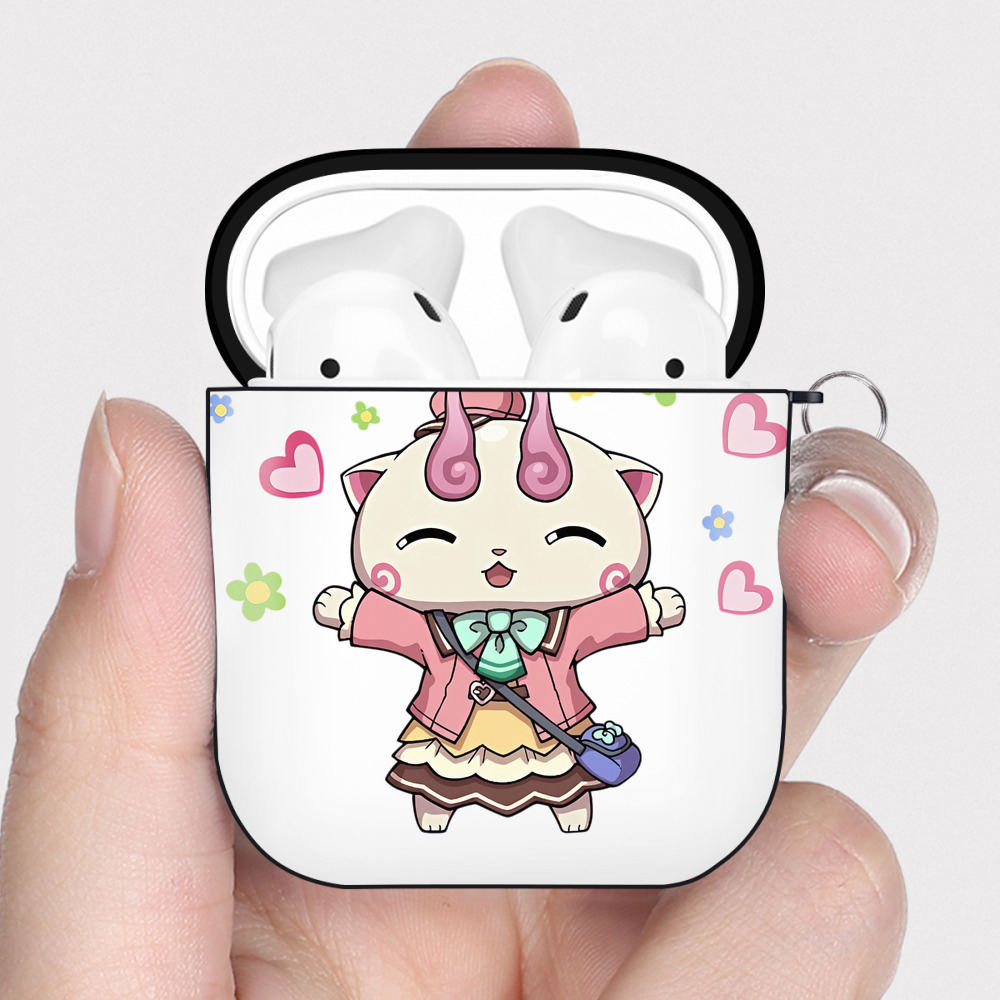 （画像用） 妖怪ウォッチ Yo-kai Watch AirPods 第2世代保護ケース ハードシェル ブラック 耐衝撃・防指紋・カラビナ付き