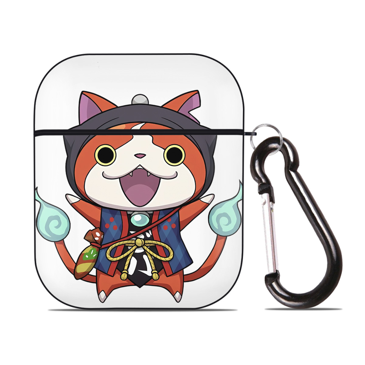 （画像用） 妖怪ウォッチ Yo-kai Watch AirPods 第2世代保護ケース ハードシェル ブラック 耐衝撃・防指紋・カラビナ付き