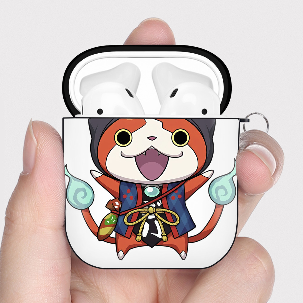 （画像用） 妖怪ウォッチ Yo-kai Watch AirPods 第2世代保護ケース ハードシェル ブラック 耐衝撃・防指紋・カラビナ付き