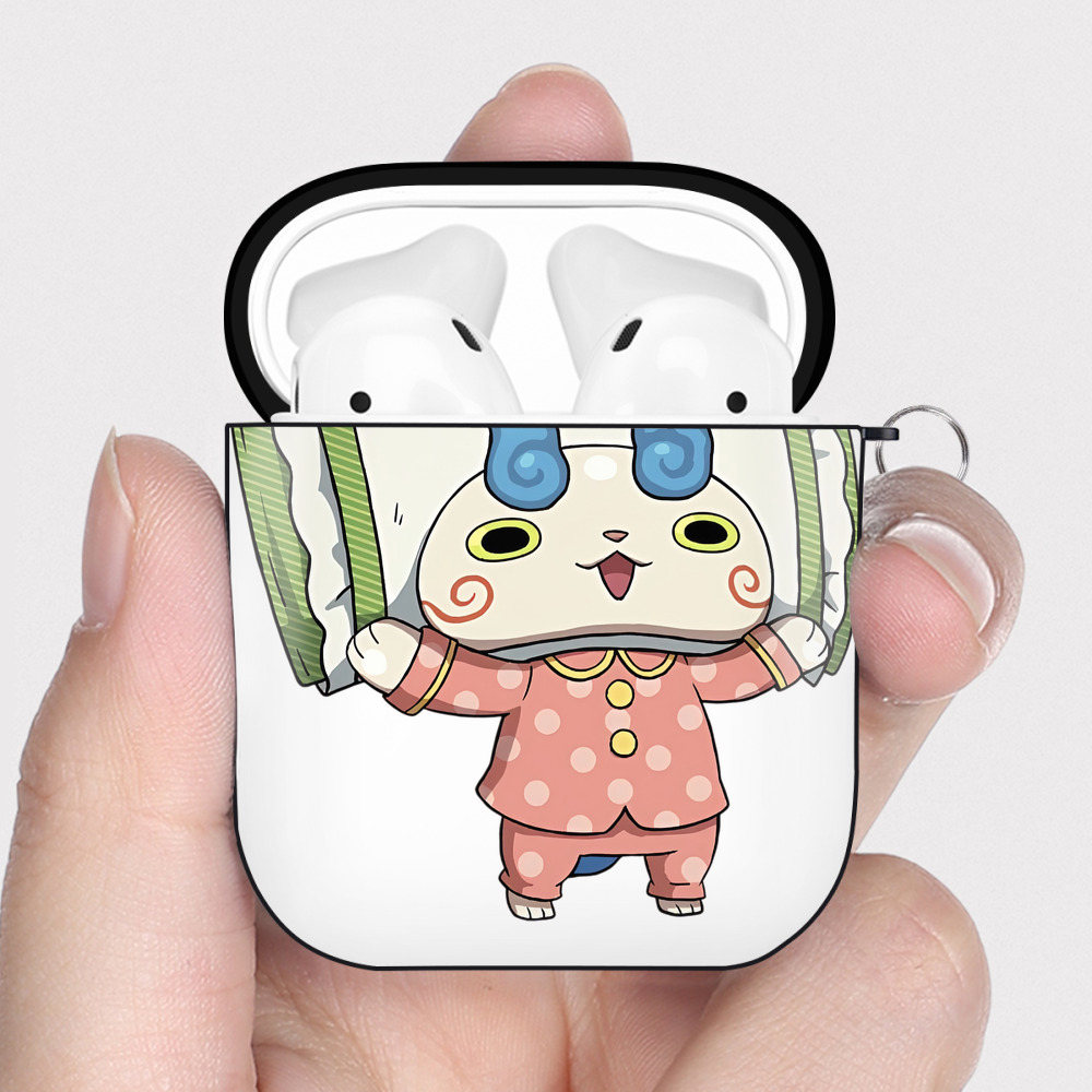 （画像用） 妖怪ウォッチ Yo-kai Watch AirPods 第2世代保護ケース ハードシェル ブラック 耐衝撃・防指紋・カラビナ付き