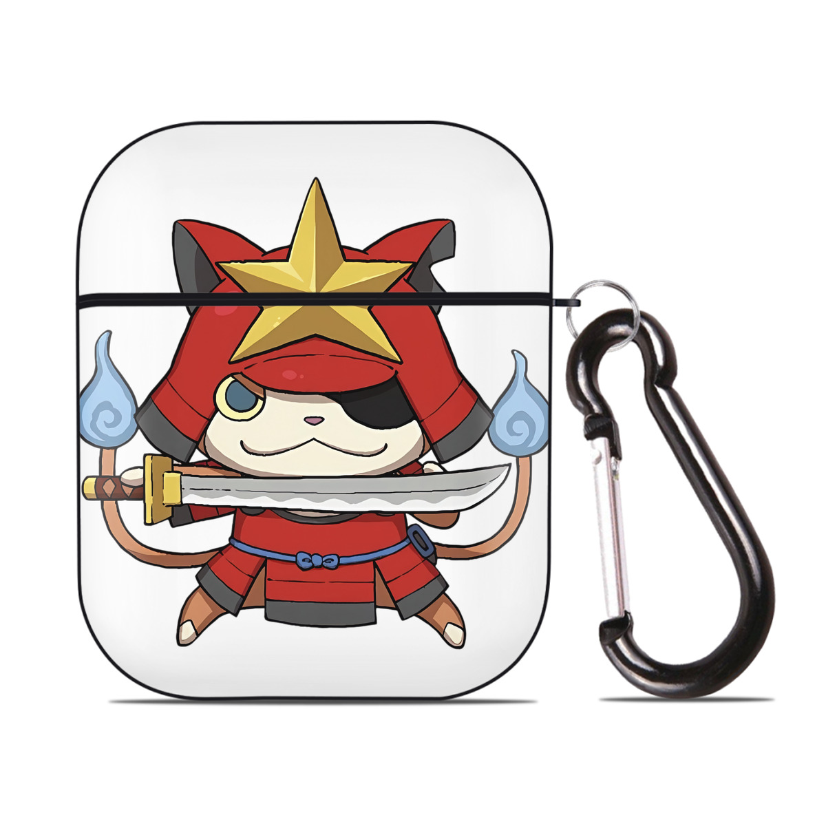 （画像用） 妖怪ウォッチ Yo-kai Watch AirPods 第2世代保護ケース ハードシェル ブラック 耐衝撃・防指紋・カラビナ付き