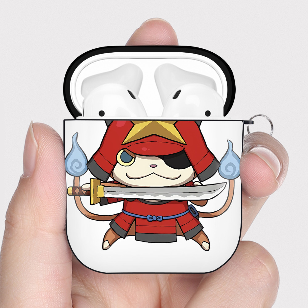 （画像用） 妖怪ウォッチ Yo-kai Watch AirPods 第2世代保護ケース ハードシェル ブラック 耐衝撃・防指紋・カラビナ付き