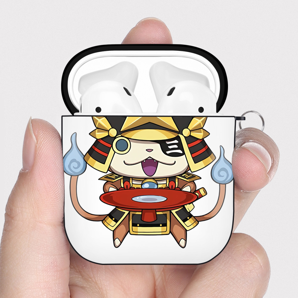 （画像用） 妖怪ウォッチ Yo-kai Watch AirPods 第2世代保護ケース ハードシェル ブラック 耐衝撃・防指紋・カラビナ付き
