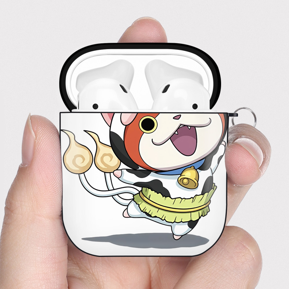 （画像用） 妖怪ウォッチ Yo-kai Watch AirPods 第2世代保護ケース ハードシェル ブラック 耐衝撃・防指紋・カラビナ付き