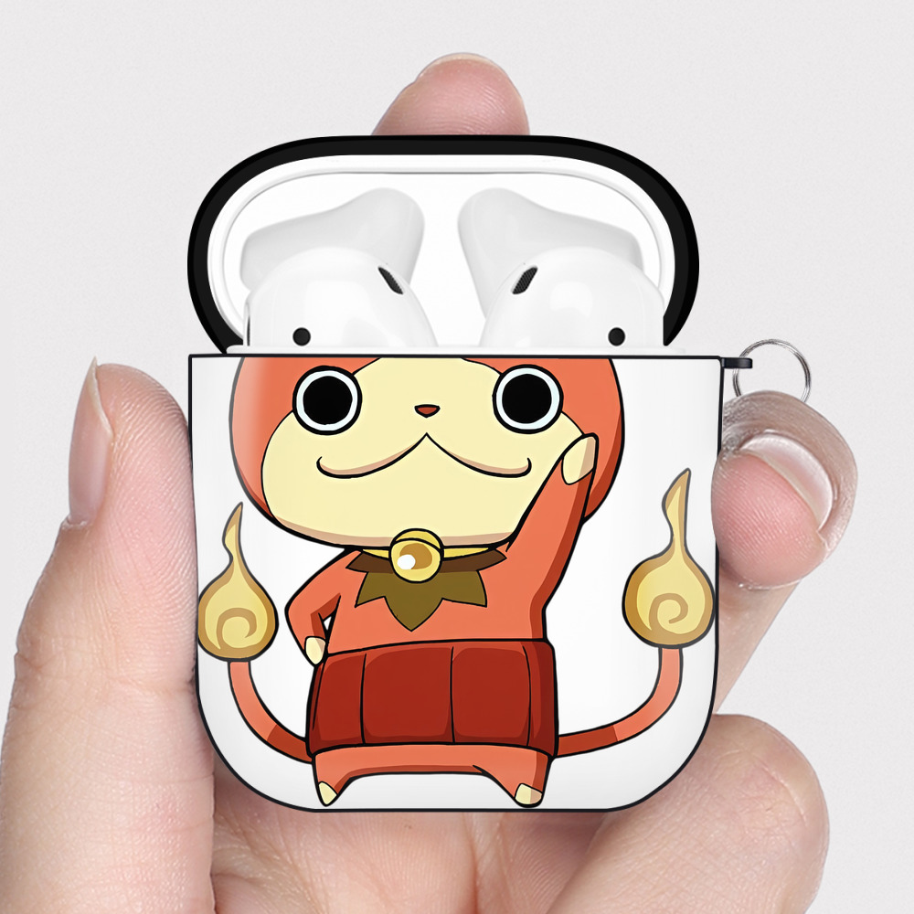 （画像用） 妖怪ウォッチ Yo-kai Watch AirPods 第2世代保護ケース ハードシェル ブラック 耐衝撃・防指紋・カラビナ付き
