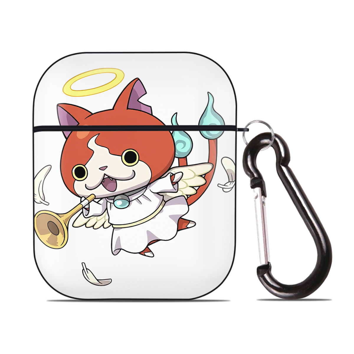 （画像用） 妖怪ウォッチ Yo-kai Watch AirPods 第2世代保護ケース ハードシェル ブラック 耐衝撃・防指紋・カラビナ付き