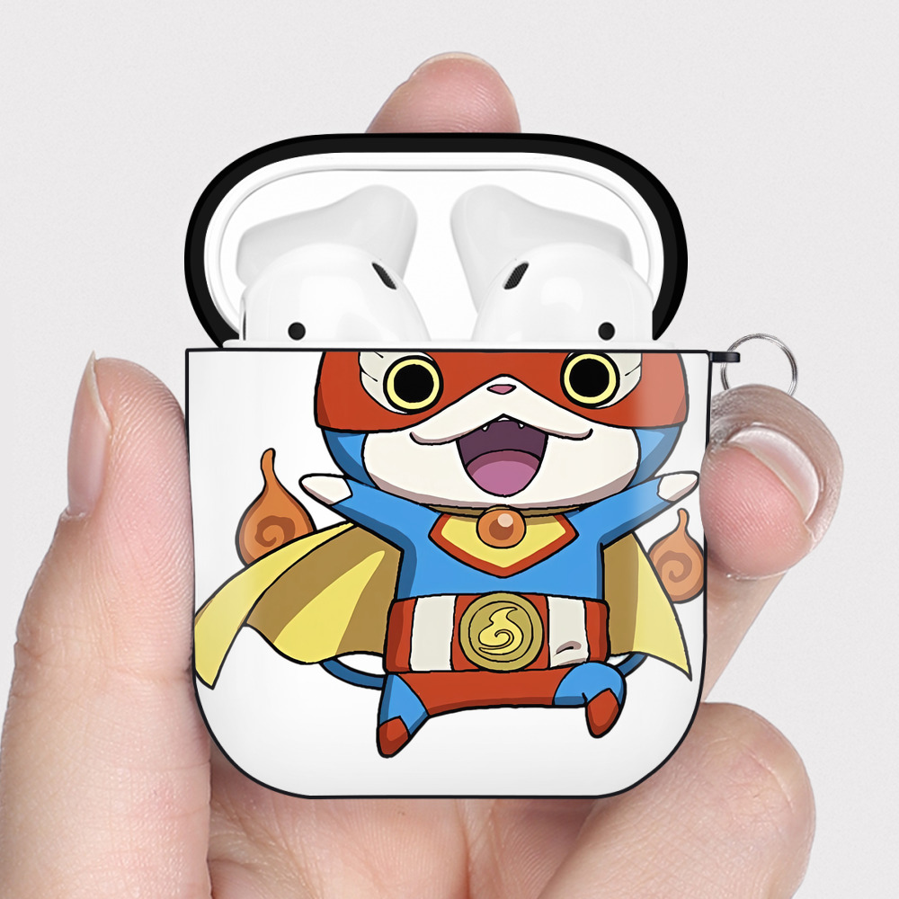 （画像用） 妖怪ウォッチ Yo-kai Watch AirPods 第2世代保護ケース ハードシェル ブラック 耐衝撃・防指紋・カラビナ付き