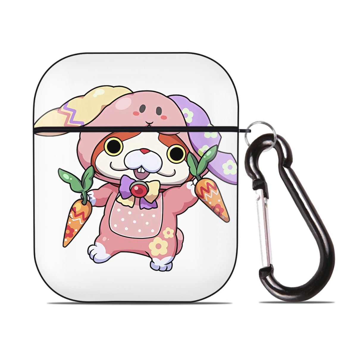 （画像用） 妖怪ウォッチ Yo-kai Watch AirPods 第2世代保護ケース ハードシェル ブラック 耐衝撃・防指紋・カラビナ付き
