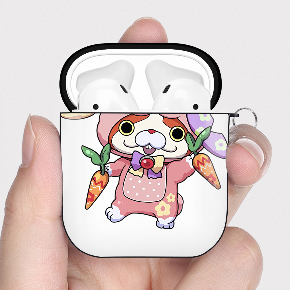 （画像用） 妖怪ウォッチ Yo-kai Watch AirPods 第2世代保護ケース ハードシェル ブラック 耐衝撃・防指紋・カラビナ付き