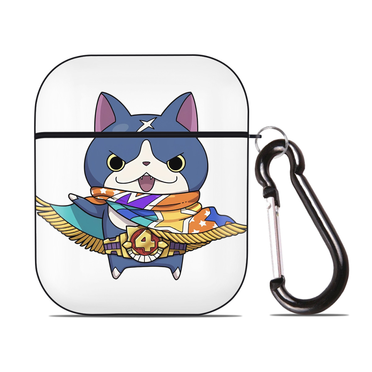（画像用） 妖怪ウォッチ Yo-kai Watch AirPods 第2世代保護ケース ハードシェル ブラック 耐衝撃・防指紋・カラビナ付き
