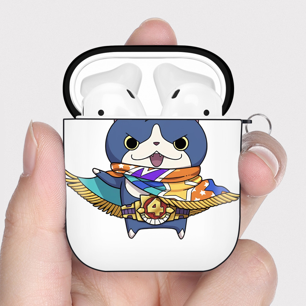（画像用） 妖怪ウォッチ Yo-kai Watch AirPods 第2世代保護ケース ハードシェル ブラック 耐衝撃・防指紋・カラビナ付き