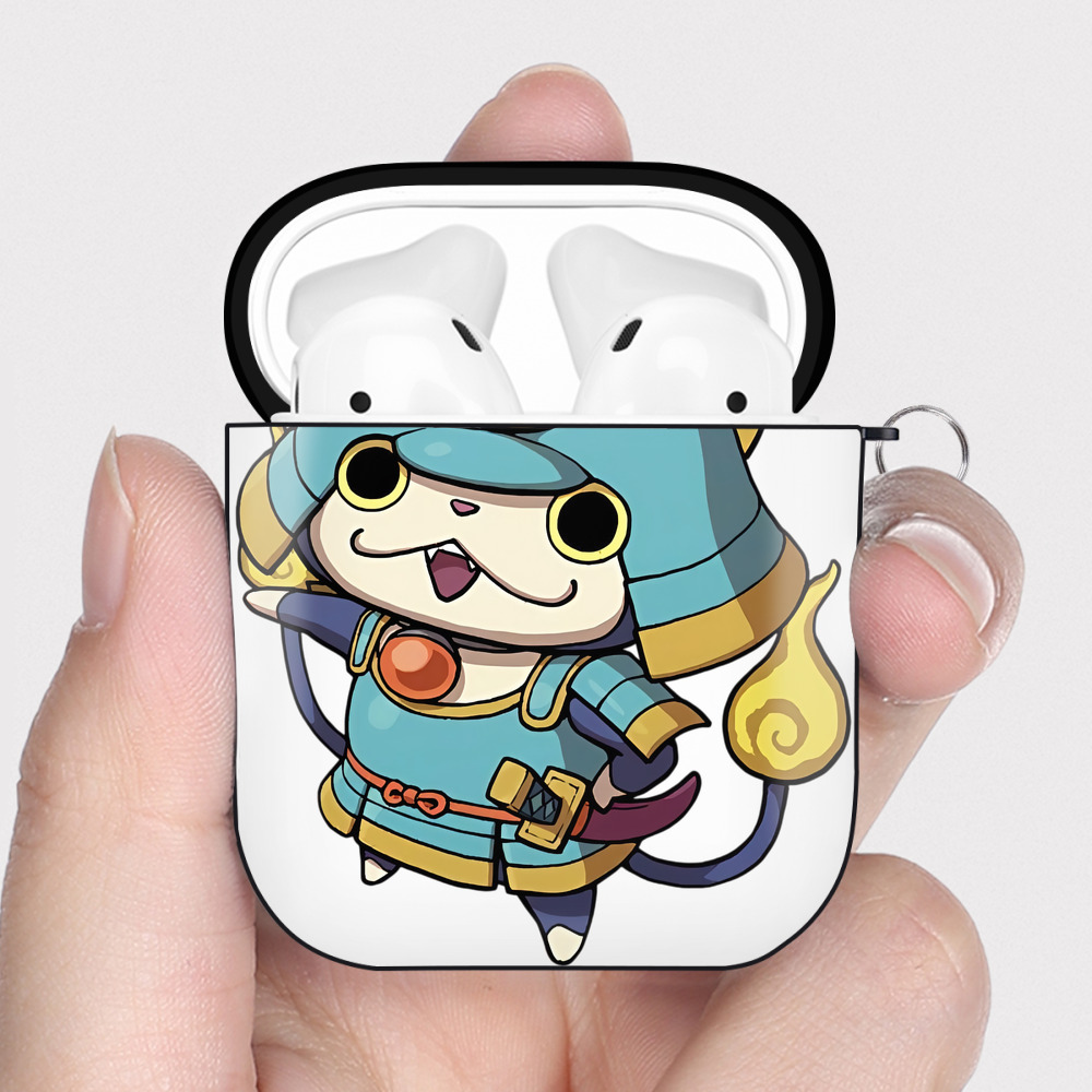 （画像用） 妖怪ウォッチ Yo-kai Watch AirPods 第2世代保護ケース ハードシェル ブラック 耐衝撃・防指紋・カラビナ付き