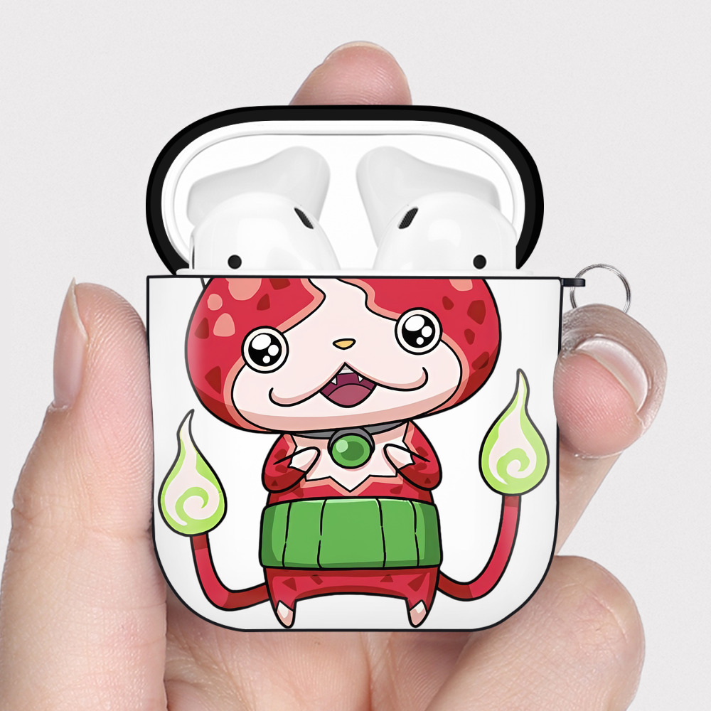 （画像用） 妖怪ウォッチ Yo-kai Watch AirPods 第2世代保護ケース ハードシェル ブラック 耐衝撃・防指紋・カラビナ付き