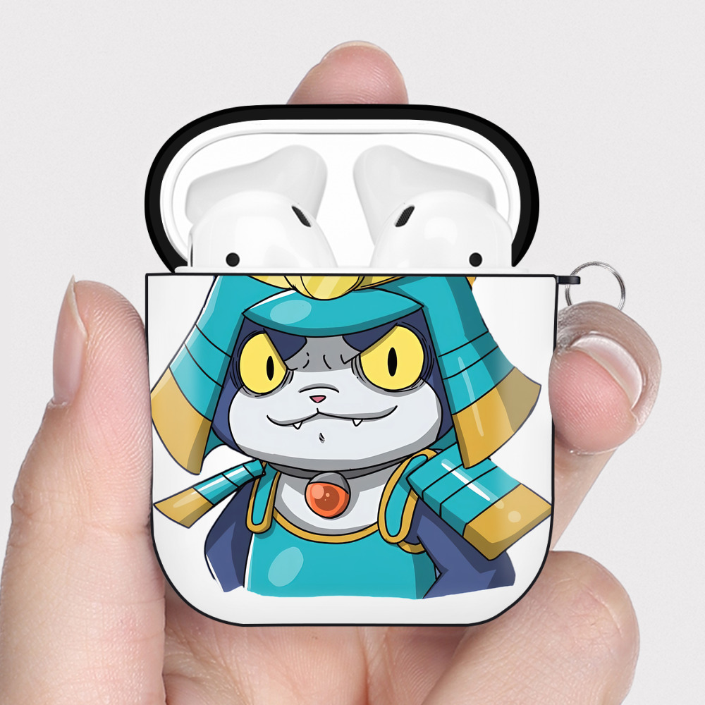 （画像用） 妖怪ウォッチ Yo-kai Watch AirPods 第2世代保護ケース ハードシェル ブラック 耐衝撃・防指紋・カラビナ付き