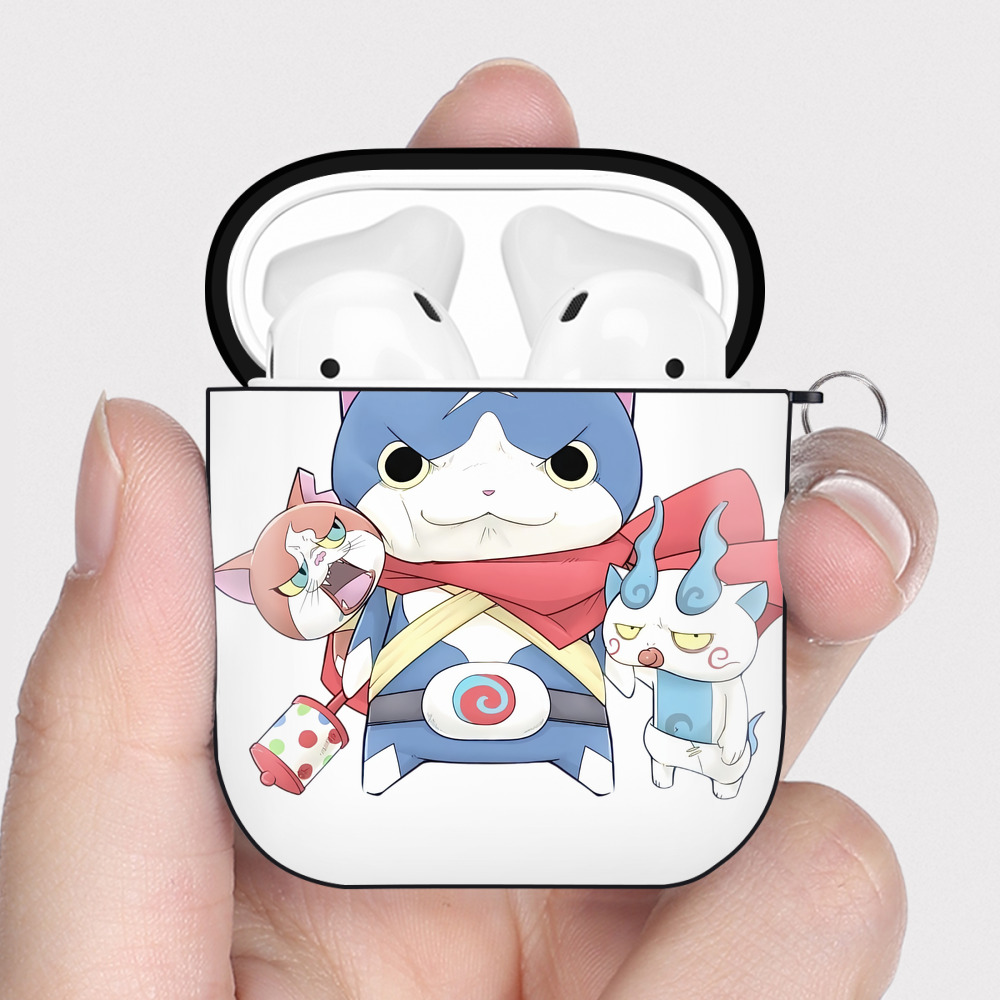 （画像用） 妖怪ウォッチ Yo-kai Watch AirPods 第2世代保護ケース ハードシェル ブラック 耐衝撃・防指紋・カラビナ付き