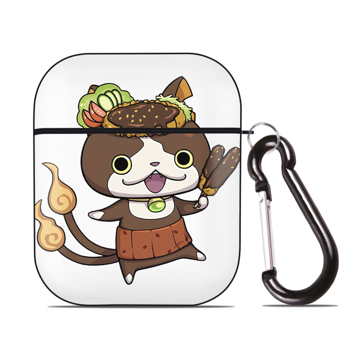 （画像用） 妖怪ウォッチ Yo-kai Watch AirPods 第2世代保護ケース ハードシェル ブラック 耐衝撃・防指紋・カラビナ付き
