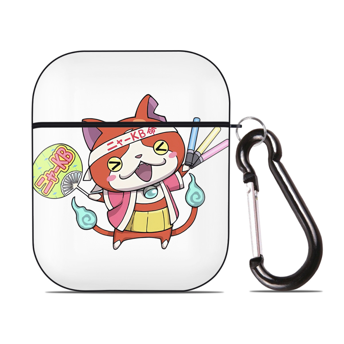 （画像用） 妖怪ウォッチ Yo-kai Watch AirPods 第2世代保護ケース ハードシェル ブラック 耐衝撃・防指紋・カラビナ付き