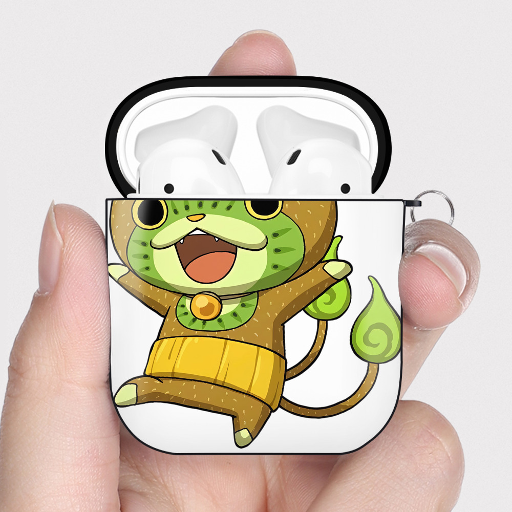 （画像用） 妖怪ウォッチ Yo-kai Watch AirPods 第2世代保護ケース ハードシェル ブラック 耐衝撃・防指紋・カラビナ付き