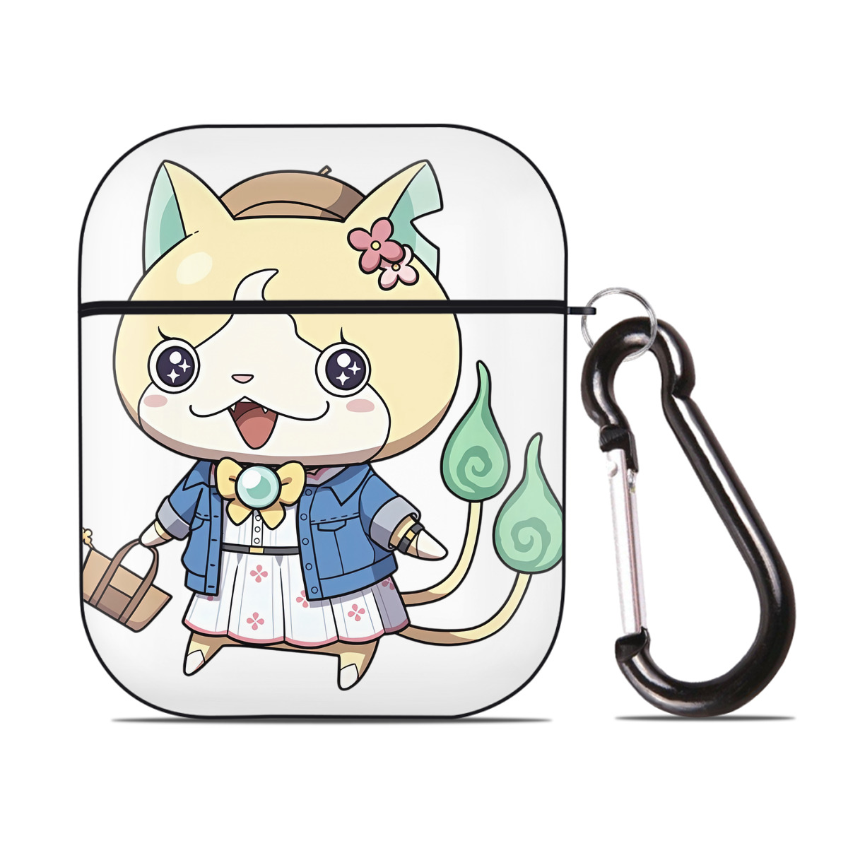 （画像用） 妖怪ウォッチ Yo-kai Watch AirPods 第2世代保護ケース ハードシェル ブラック 耐衝撃・防指紋・カラビナ付き