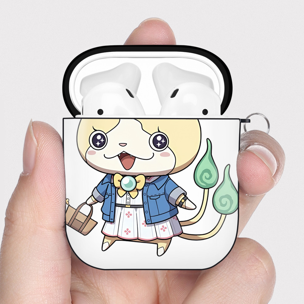 （画像用） 妖怪ウォッチ Yo-kai Watch AirPods 第2世代保護ケース ハードシェル ブラック 耐衝撃・防指紋・カラビナ付き