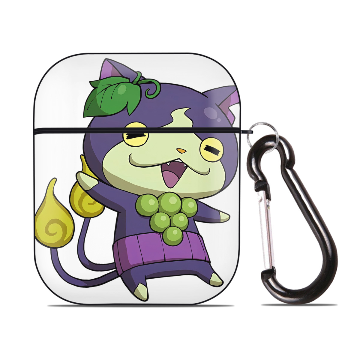 （画像用） 妖怪ウォッチ Yo-kai Watch AirPods 第2世代保護ケース ハードシェル ブラック 耐衝撃・防指紋・カラビナ付き