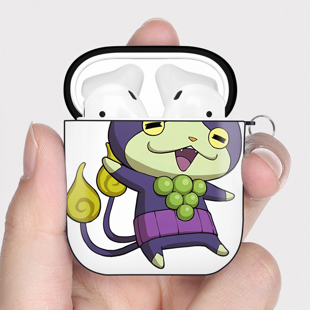 （画像用） 妖怪ウォッチ Yo-kai Watch AirPods 第2世代保護ケース ハードシェル ブラック 耐衝撃・防指紋・カラビナ付き