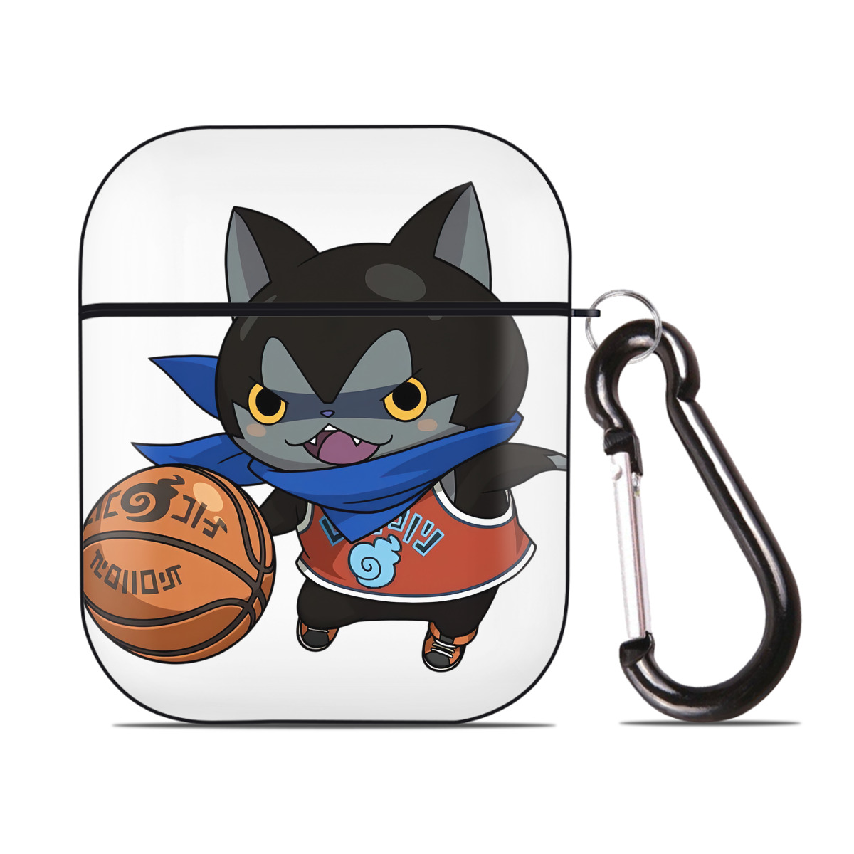 （画像用） 妖怪ウォッチ Yo-kai Watch AirPods 第2世代保護ケース ハードシェル ブラック 耐衝撃・防指紋・カラビナ付き
