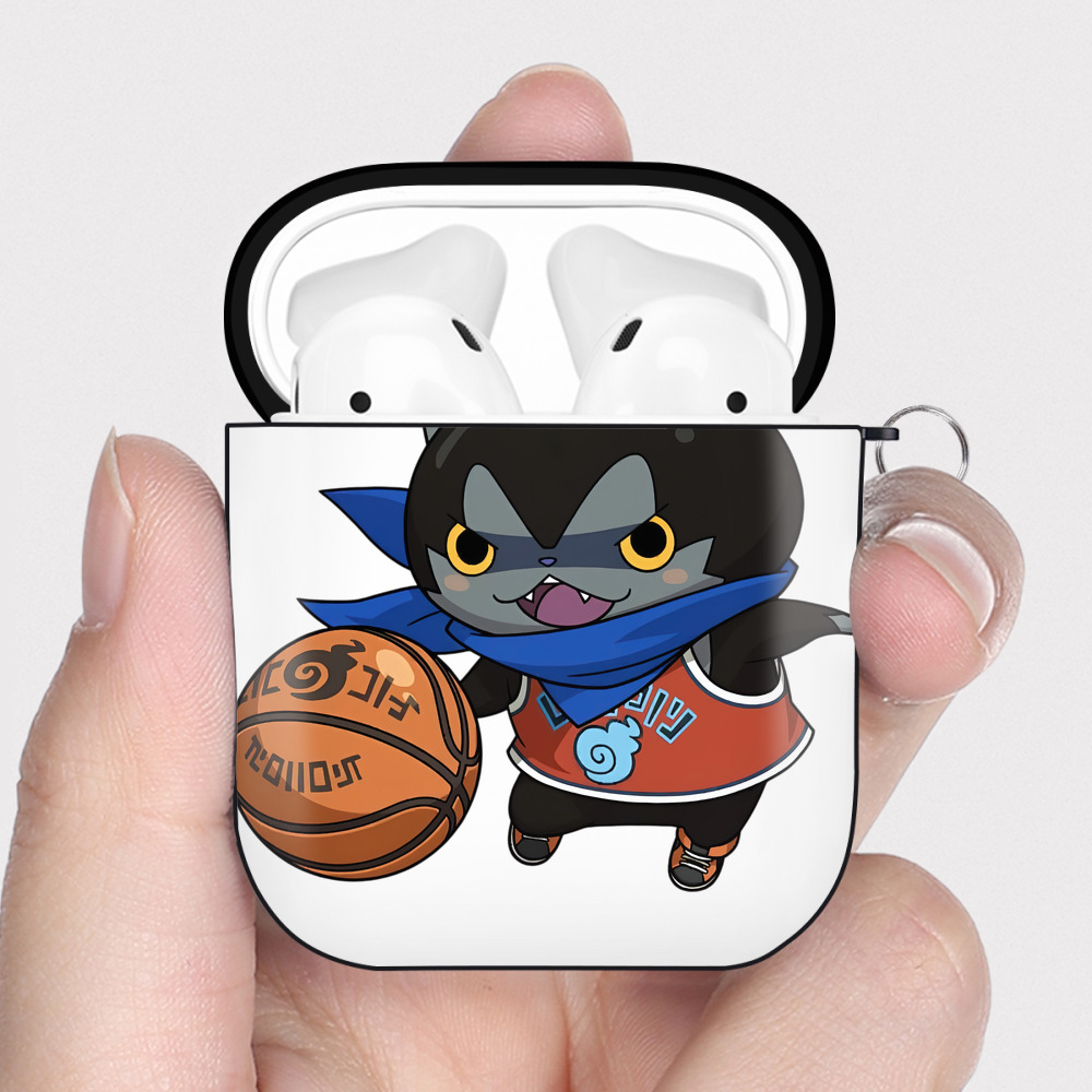 （画像用） 妖怪ウォッチ Yo-kai Watch AirPods 第2世代保護ケース ハードシェル ブラック 耐衝撃・防指紋・カラビナ付き