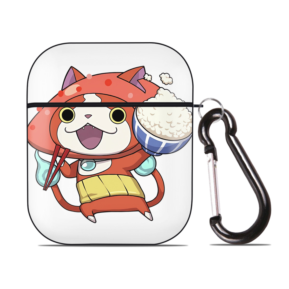 （画像用） 妖怪ウォッチ Yo-kai Watch AirPods 第2世代保護ケース ハードシェル ブラック 耐衝撃・防指紋・カラビナ付き