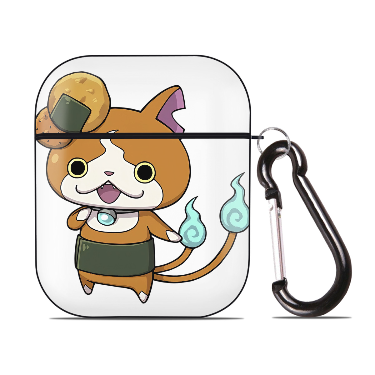 （画像用） 妖怪ウォッチ Yo-kai Watch AirPods 第2世代保護ケース ハードシェル ブラック 耐衝撃・防指紋・カラビナ付き