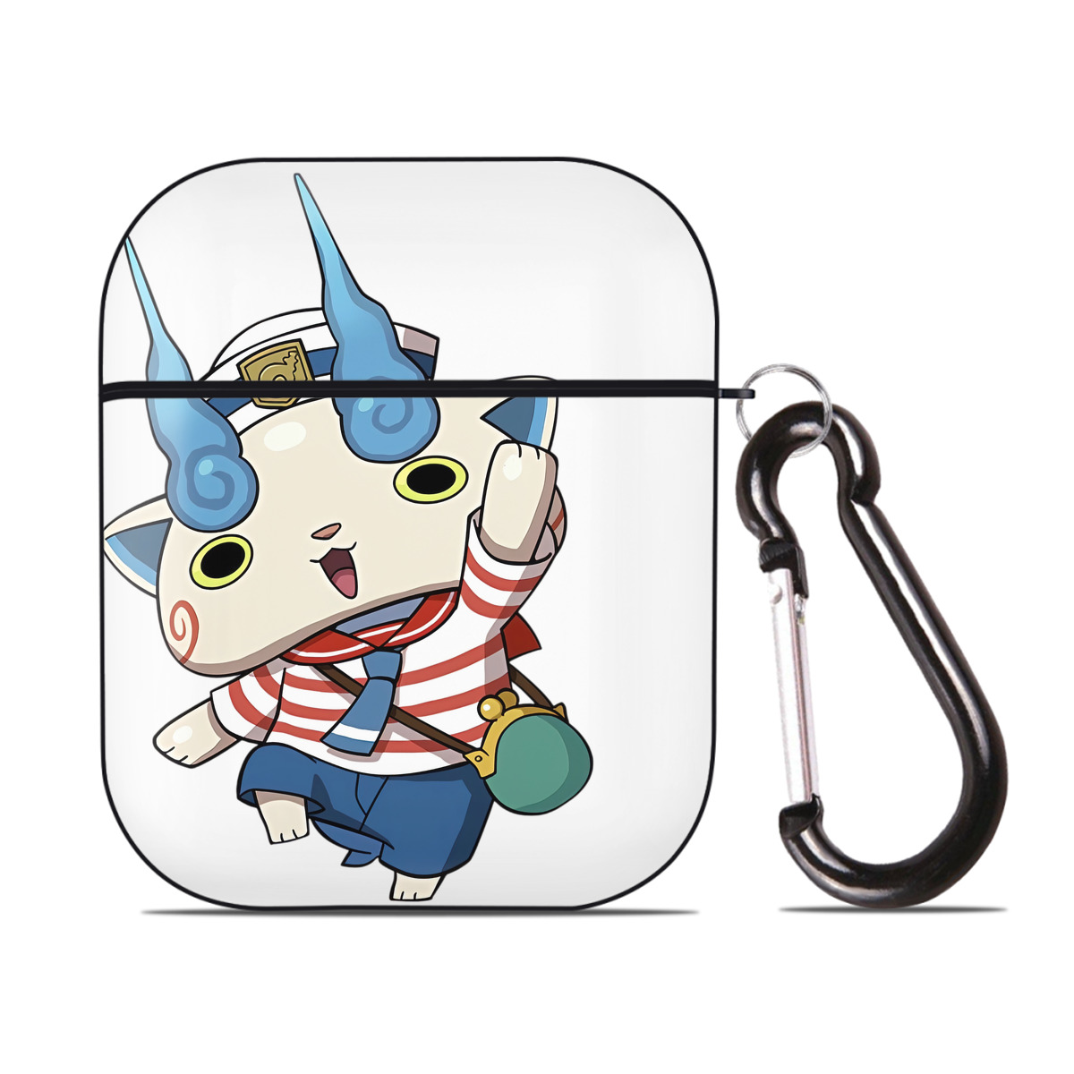 （画像用） 妖怪ウォッチ Yo-kai Watch AirPods 第2世代保護ケース ハードシェル ブラック 耐衝撃・防指紋・カラビナ付き