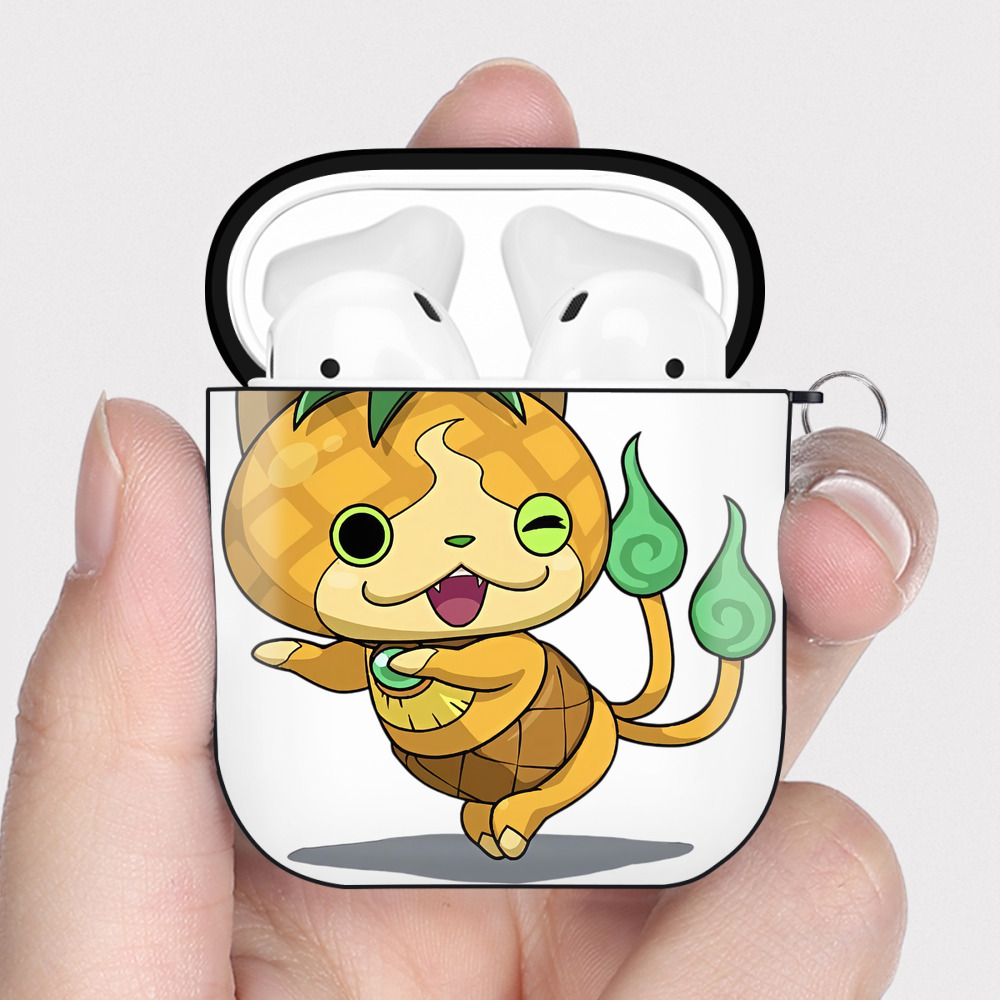 （画像用） 妖怪ウォッチ Yo-kai Watch AirPods 第2世代保護ケース ハードシェル ブラック 耐衝撃・防指紋・カラビナ付き