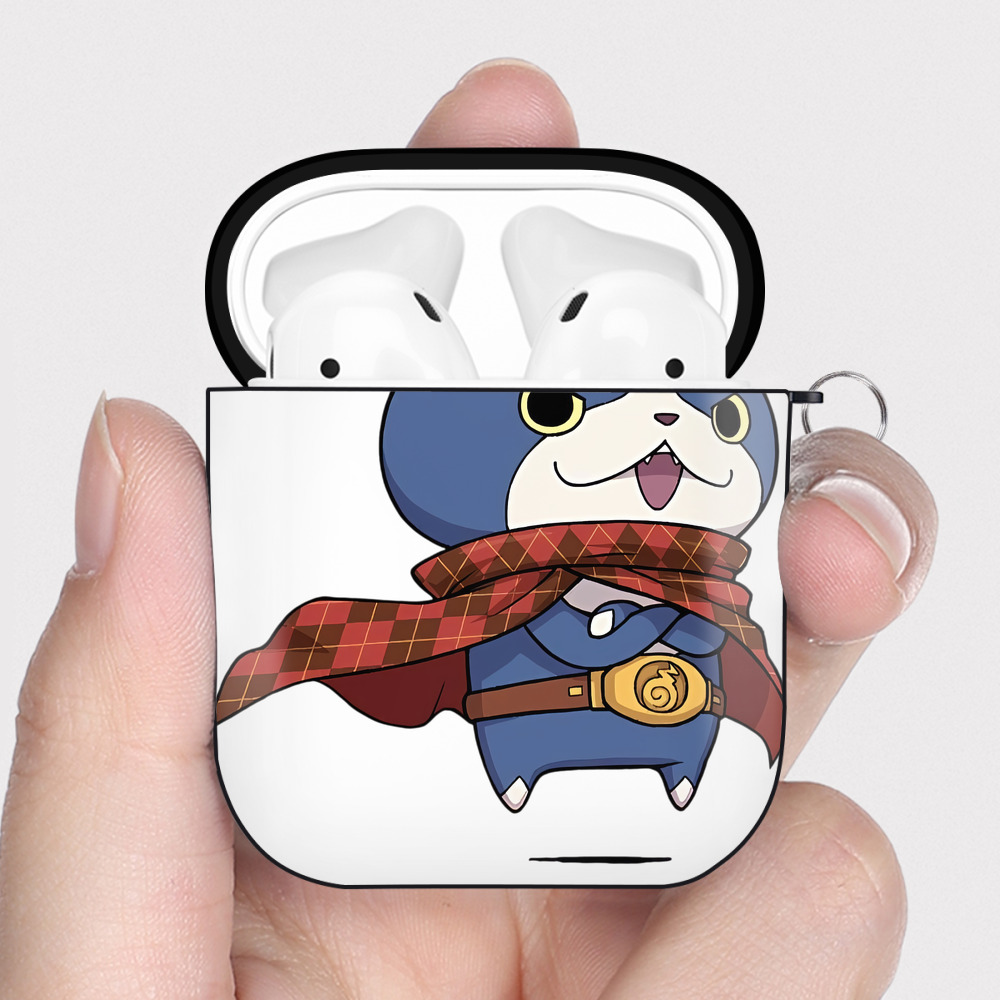 （画像用） 妖怪ウォッチ Yo-kai Watch AirPods 第2世代保護ケース ハードシェル ブラック 耐衝撃・防指紋・カラビナ付き