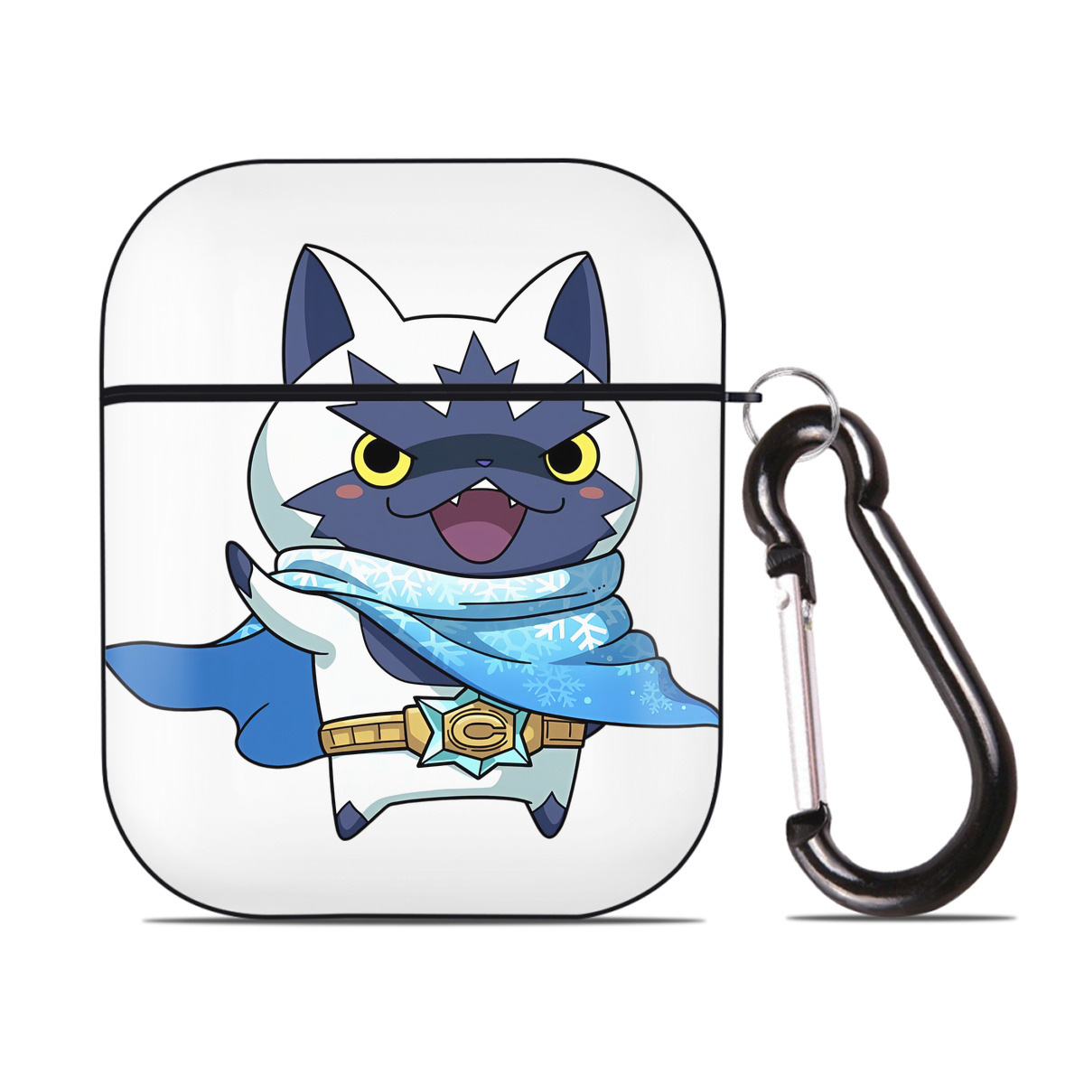 （画像用） 妖怪ウォッチ Yo-kai Watch AirPods 第2世代保護ケース ハードシェル ブラック 耐衝撃・防指紋・カラビナ付き