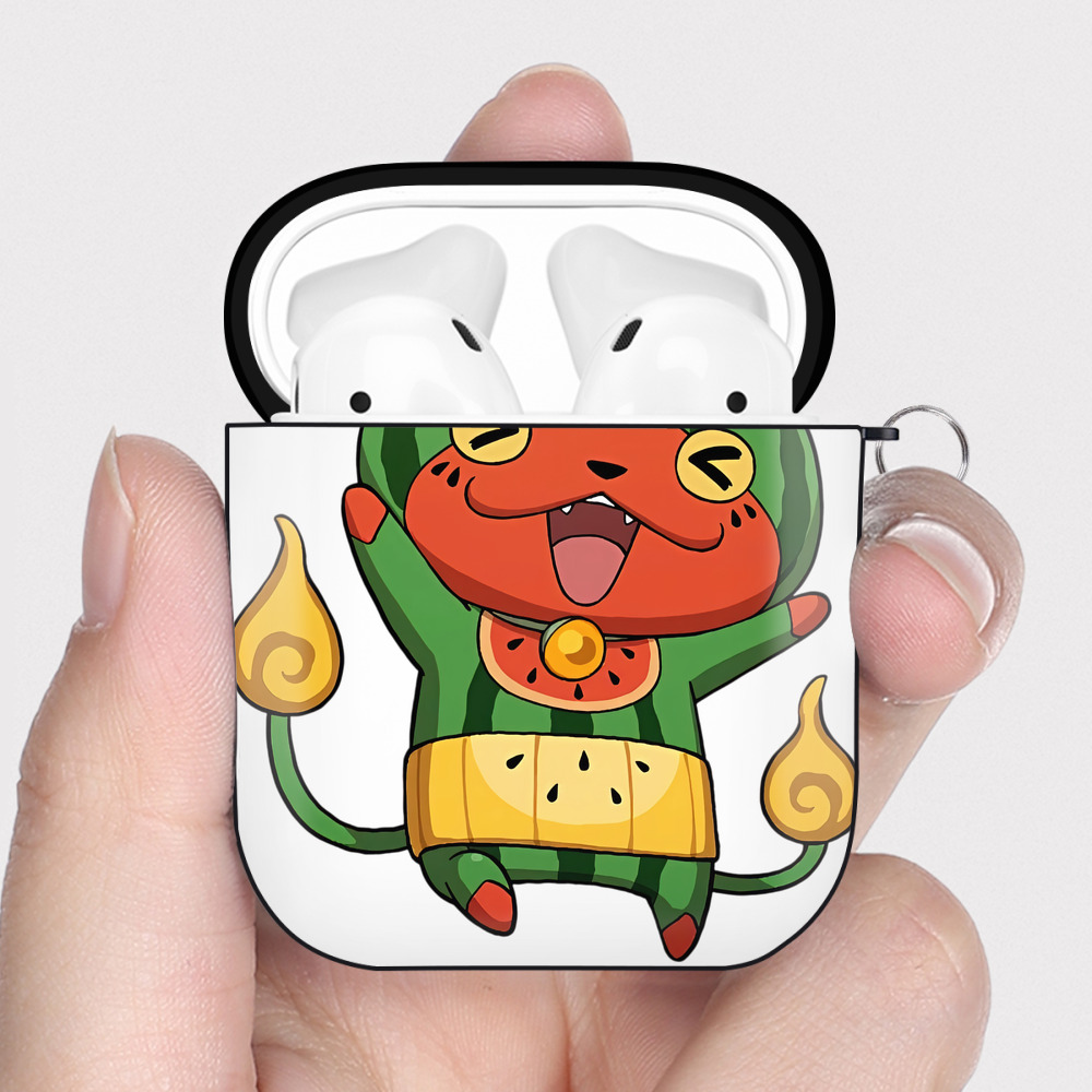 （画像用） 妖怪ウォッチ Yo-kai Watch AirPods 第2世代保護ケース ハードシェル ブラック 耐衝撃・防指紋・カラビナ付き