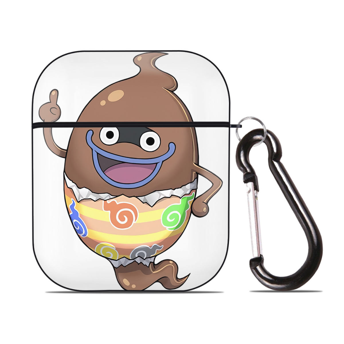 （画像用） 妖怪ウォッチ Yo-kai Watch AirPods 第2世代保護ケース ハードシェル ブラック 耐衝撃・防指紋・カラビナ付き