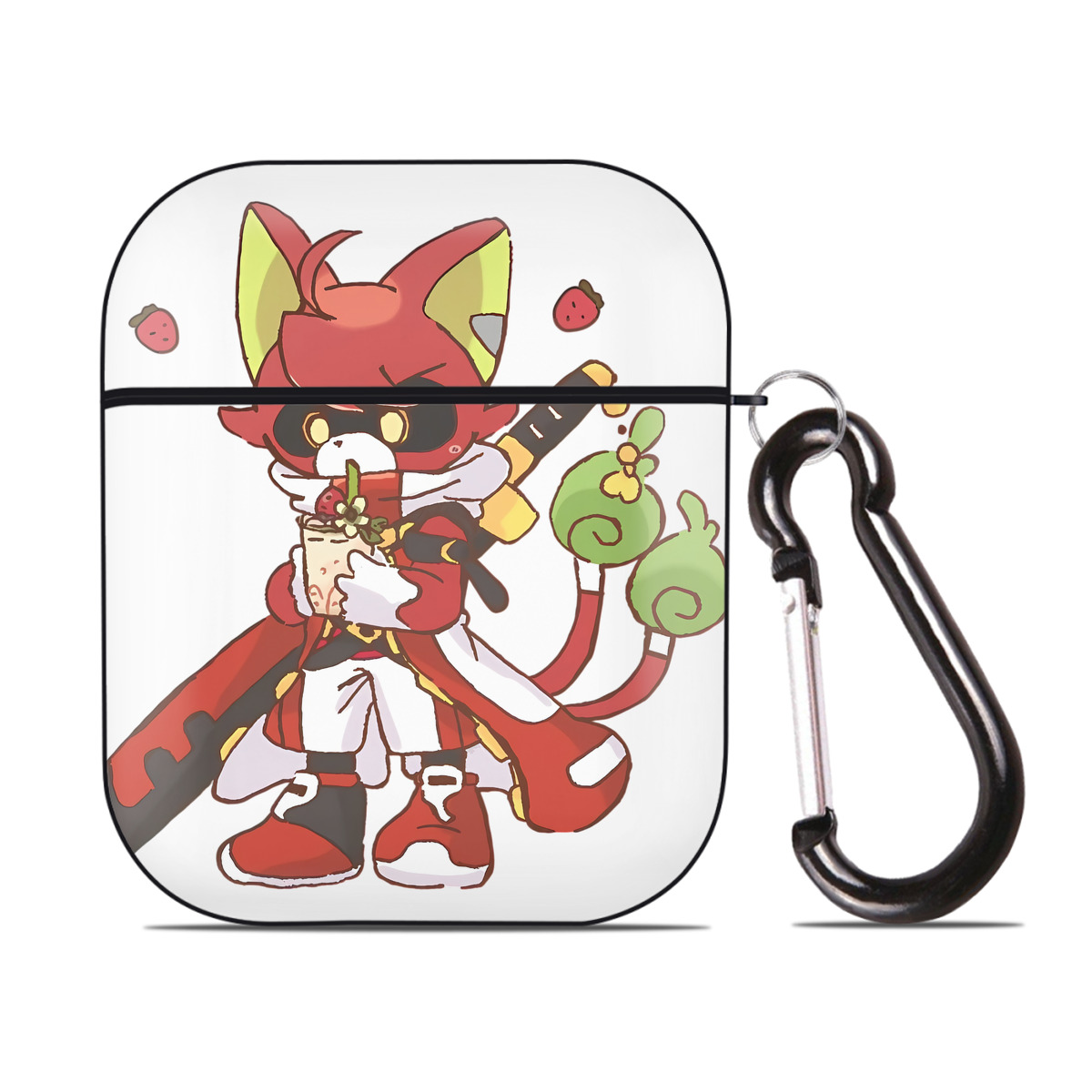 （画像用） 妖怪ウォッチ Yo-kai Watch AirPods 第2世代保護ケース ハードシェル ブラック 耐衝撃・防指紋・カラビナ付き