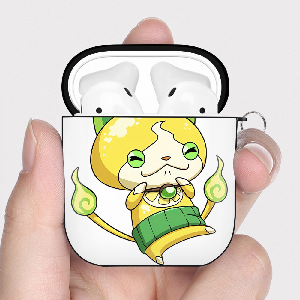 （画像用） 妖怪ウォッチ Yo-kai Watch AirPods 第2世代保護ケース ハードシェル ブラック 耐衝撃・防指紋・カラビナ付き