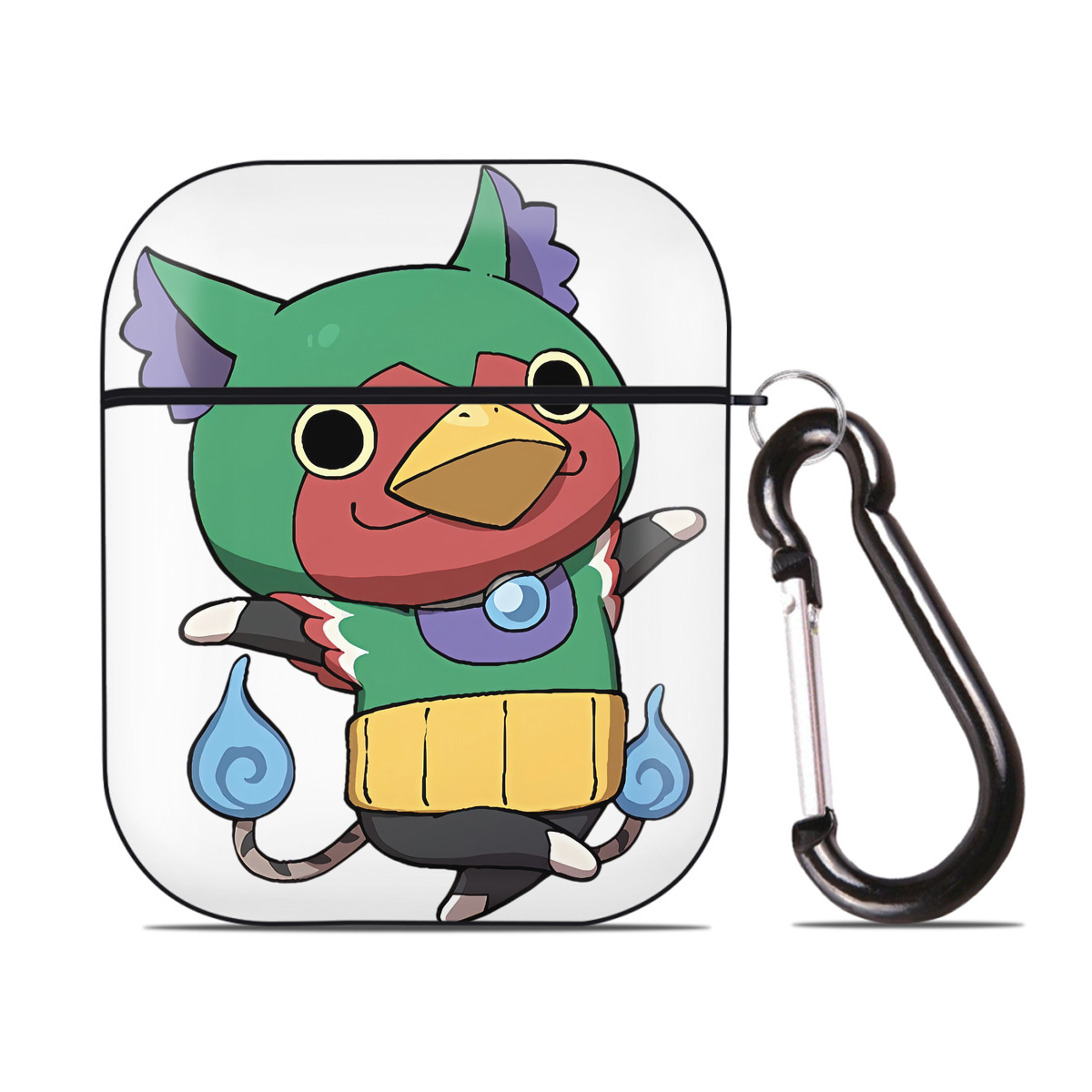 （画像用） 妖怪ウォッチ Yo-kai Watch AirPods 第2世代保護ケース ハードシェル ブラック 耐衝撃・防指紋・カラビナ付き