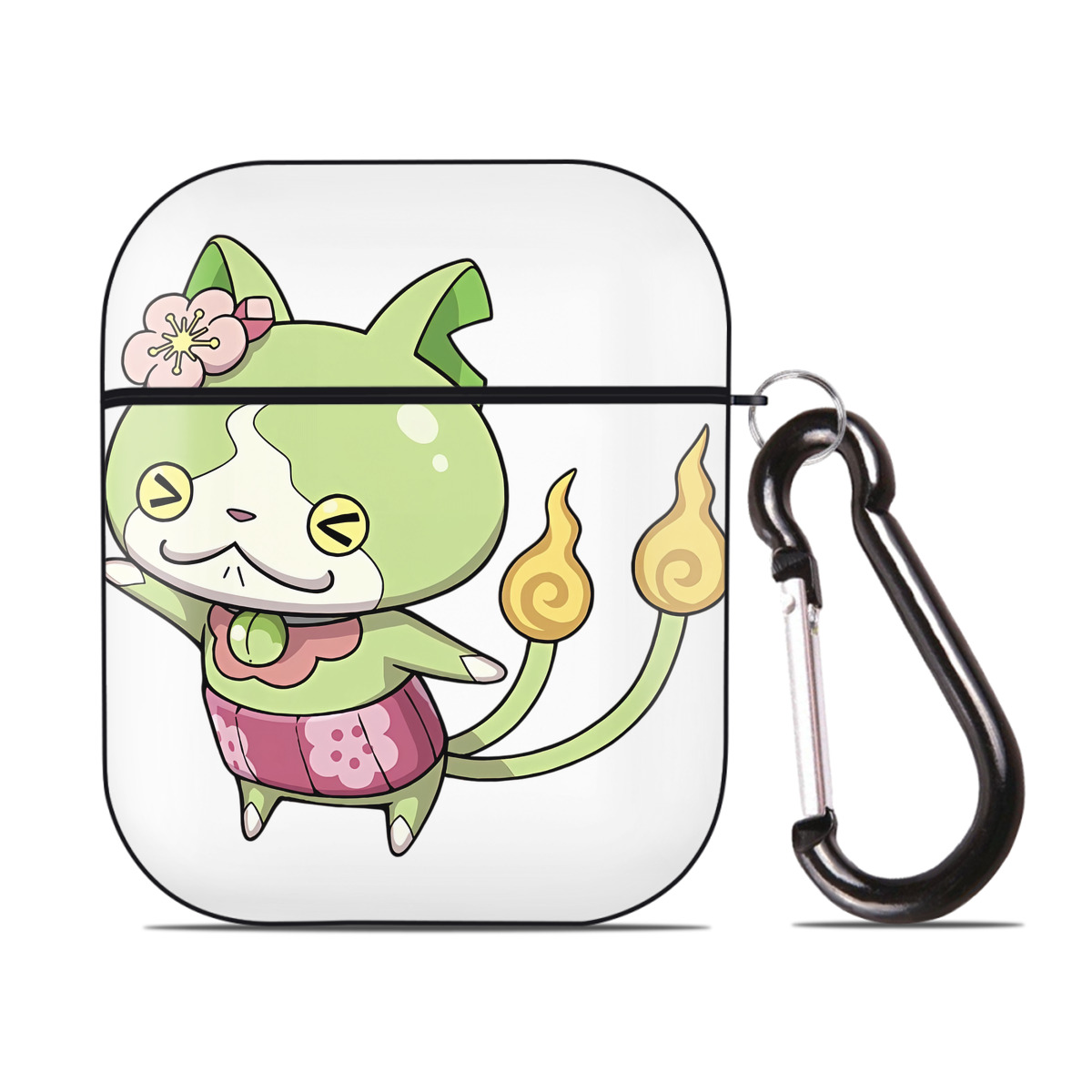 （画像用） 妖怪ウォッチ Yo-kai Watch AirPods 第2世代保護ケース ハードシェル ブラック 耐衝撃・防指紋・カラビナ付き