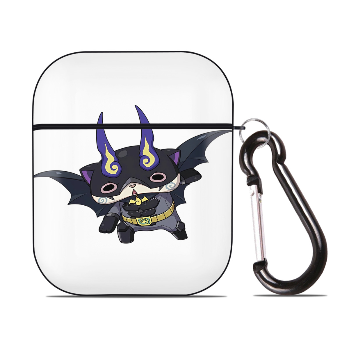 （画像用） 妖怪ウォッチ Yo-kai Watch AirPods 第2世代保護ケース ハードシェル ブラック 耐衝撃・防指紋・カラビナ付き
