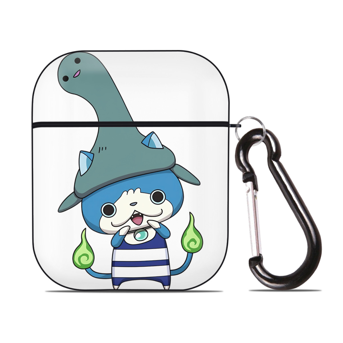 （画像用） 妖怪ウォッチ Yo-kai Watch AirPods 第2世代保護ケース ハードシェル ブラック 耐衝撃・防指紋・カラビナ付き